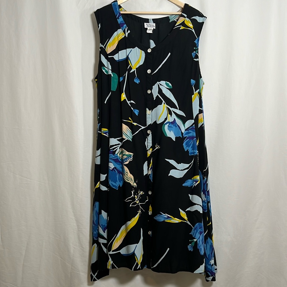 Anthony Richard’s Pearl Button Up Size 5X Pockets Vintage Black Blue Floral